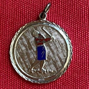 VTG I Sterling Enamel Female Lady Golfer Charm